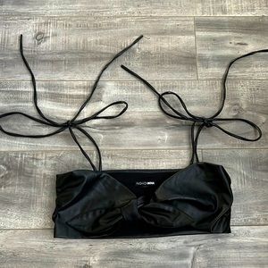 Fashion Nova black leather tie top